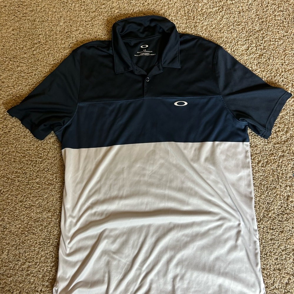 Oakley Men's Golf Polo Blue and White